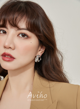 aviho 几何不规则时髦耳环高级感复古耳钉2024年新款爆款高级感
