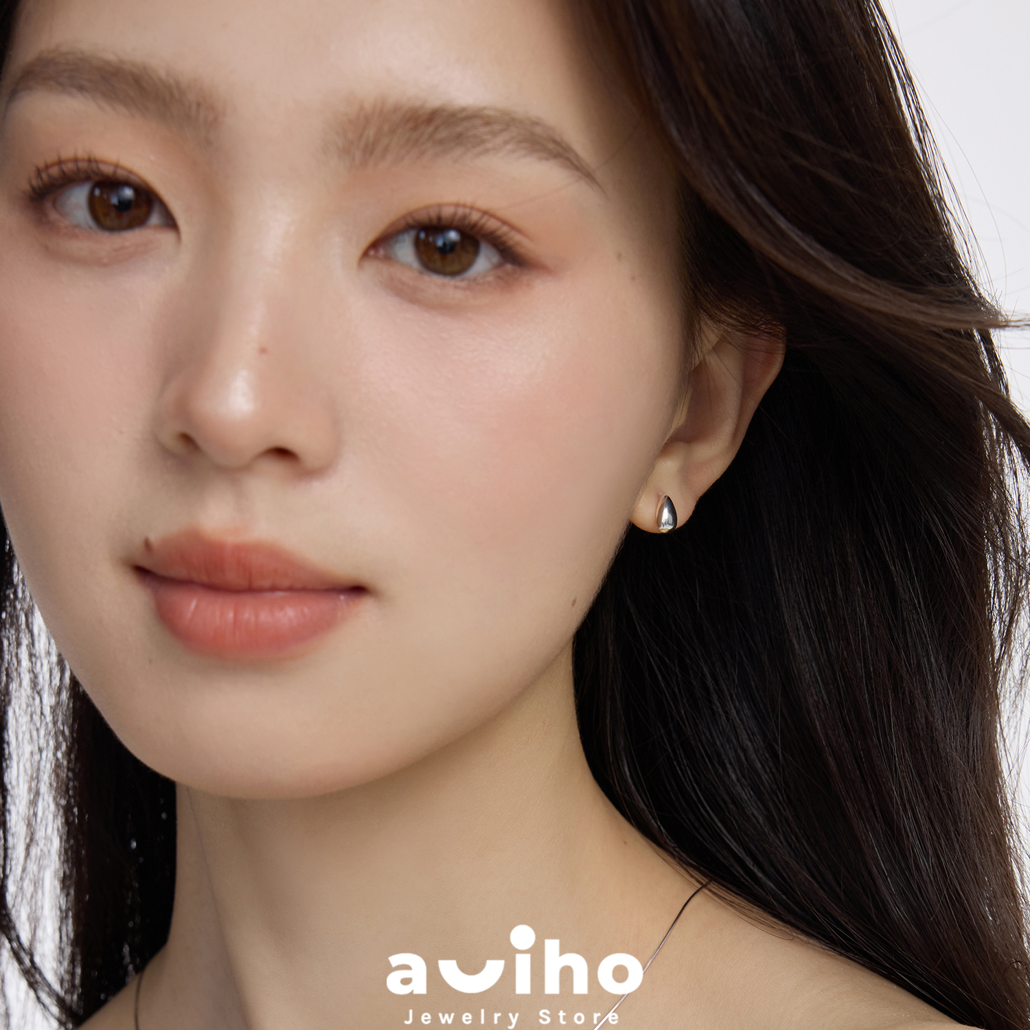 aviho 通体S925纯银水滴小耳钉女小众设计轻奢高级感耳环养耳洞