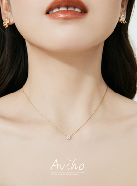 aviho 一生一世 法式经典一颗珍珠（锆石）项链简约百搭锁骨链