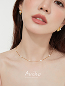 aviho 百搭叠戴项链 间隔珍珠项链小米粒珍珠锁骨链 雪野恋歌 法式
