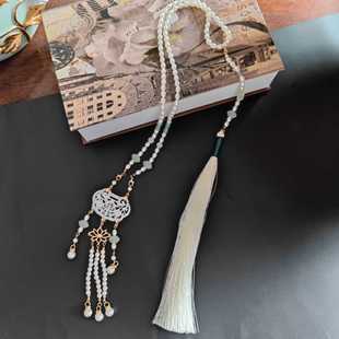 「祥云」新中式 珍珠项链古风璎珞背云长流苏马面裙旗袍汉服配饰品