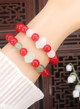 玻璃果冻玉石手串珠子水晶手链