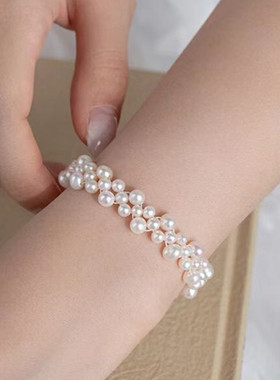 新款风纯手工编织小米粒珍珠手链