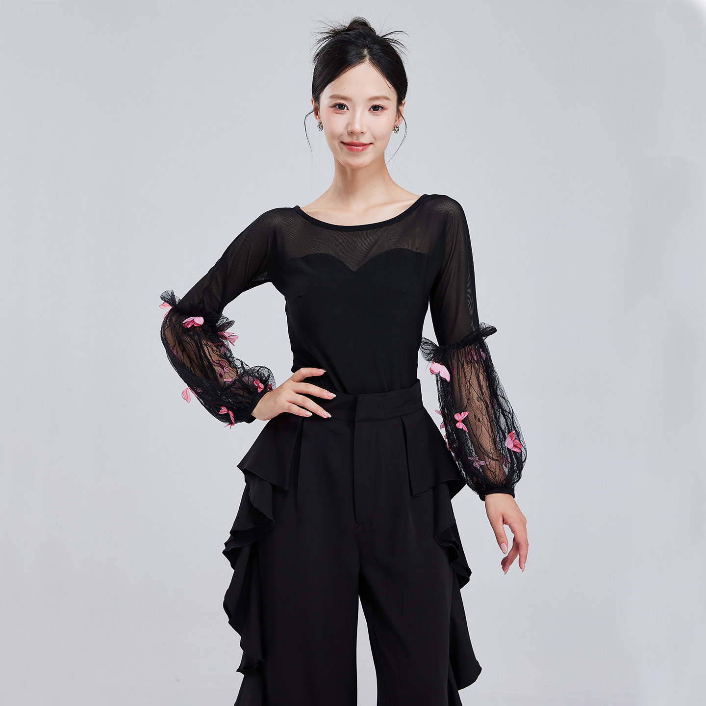 YHA艺华摩登舞服连体上衣女士长袖新款原创设计国标拉丁舞练习服