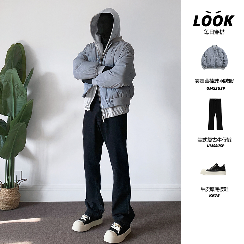 90白鸭绒飞行员夹克棒球服羽绒服