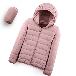 轻薄羽绒服女短款2025秋冬新款连帽时尚韩版修身薄款女款大码外套