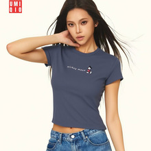 Umiqio/U家辣妹T短款纯棉卡通米奇印花修身显瘦T恤bm短袖女477487