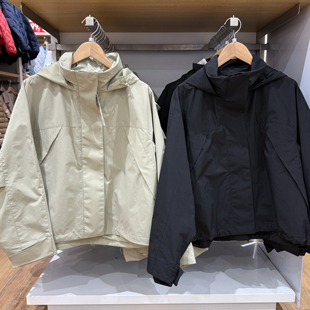 ^棵米0素家休闲风立领茄克防风连帽外套夹克百搭简约春季484709