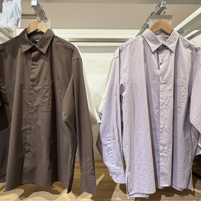 棵米0素家男女款宽松显瘦衬衫长袖百搭显白衬衣慵懒风上衣482453