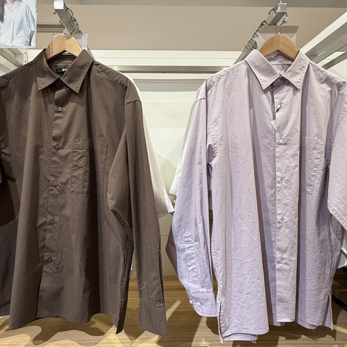 棵米0素家男女款宽松显瘦衬衫长袖百搭显白衬衣慵懒风上衣482453