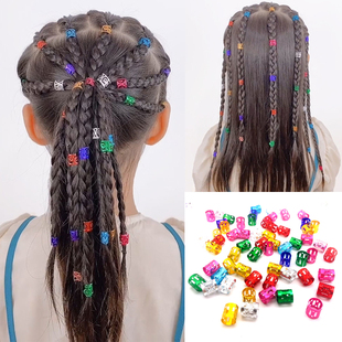 网红同款儿童脏辫发扣编发装饰欧美嘻哈风发环扣朋克潮酷发饰发夹
