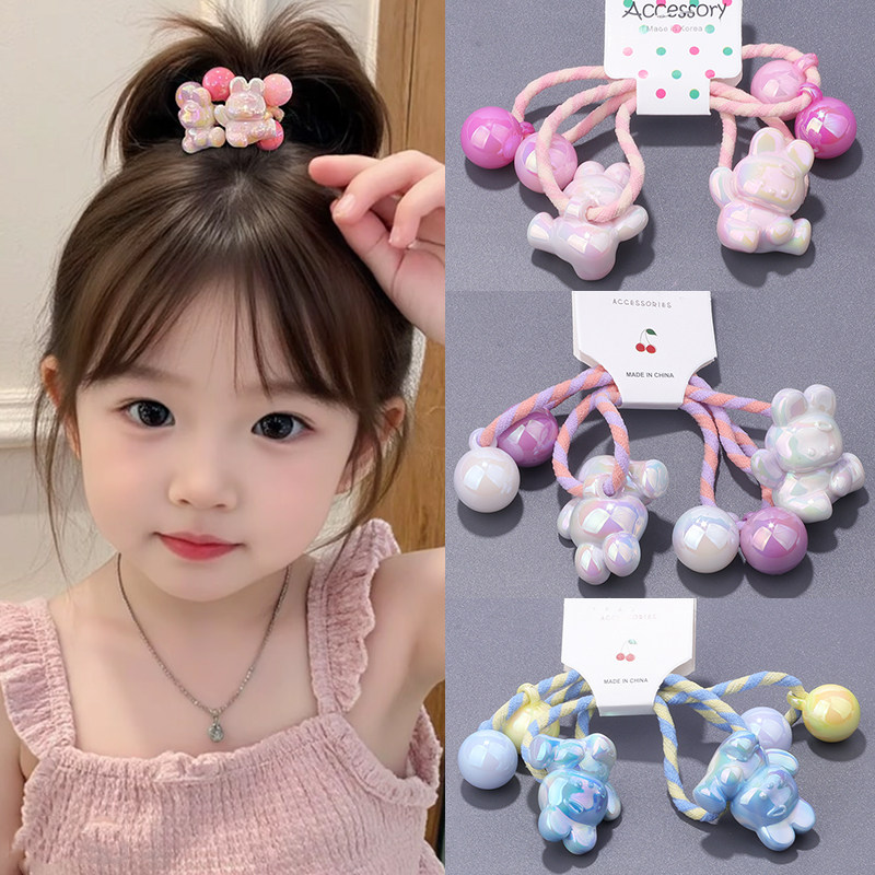 儿童可爱小猫绕绕发圈女童扎高马尾糖果色珠珠头绳高弹力双头皮筋