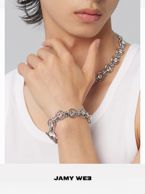 简约情侣钛钢镶施华洛水晶手链