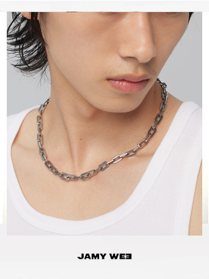 情侣款简约个性镜面质感锁骨链