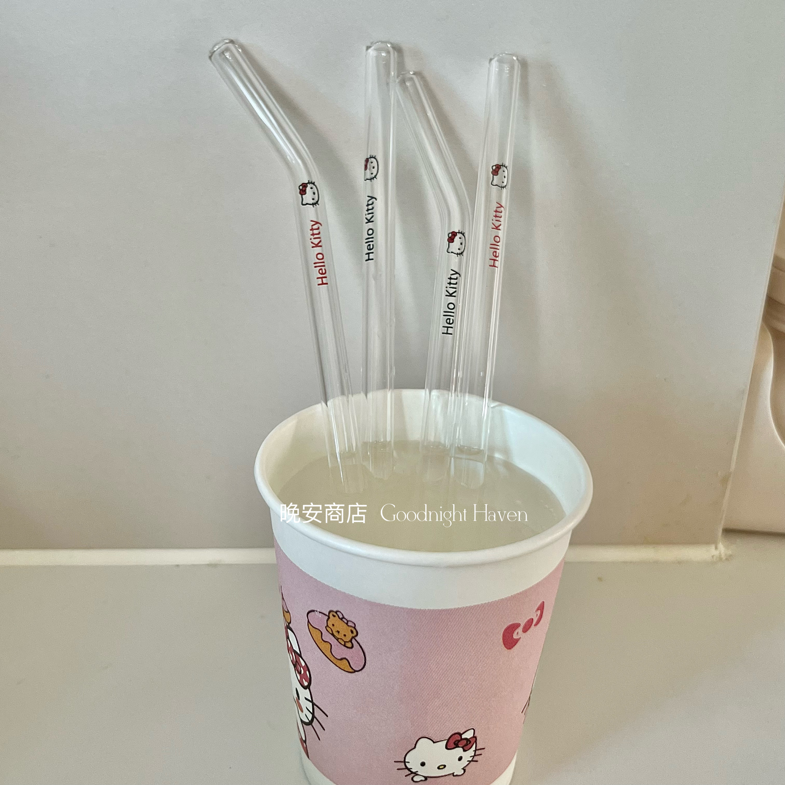 HelloKitty吸管ins高颜值可爱卡通家用耐高温玻璃吸管非一次性