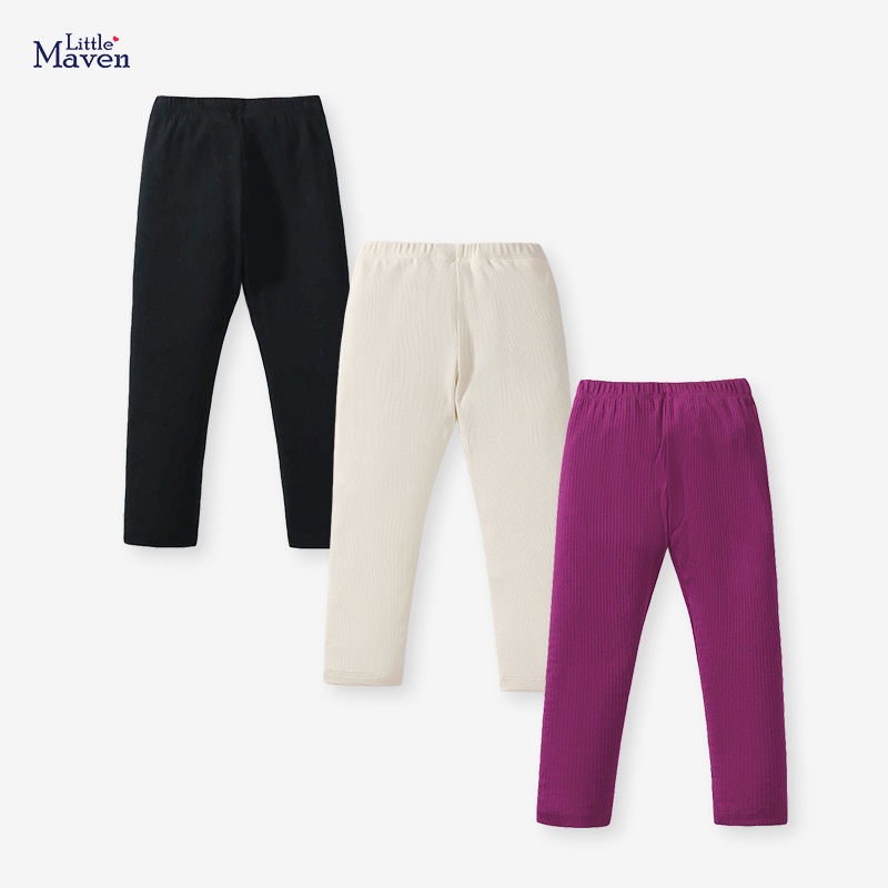 little maven欧美新款女童打底裤秋季长裤透气纯色女孩裤子
