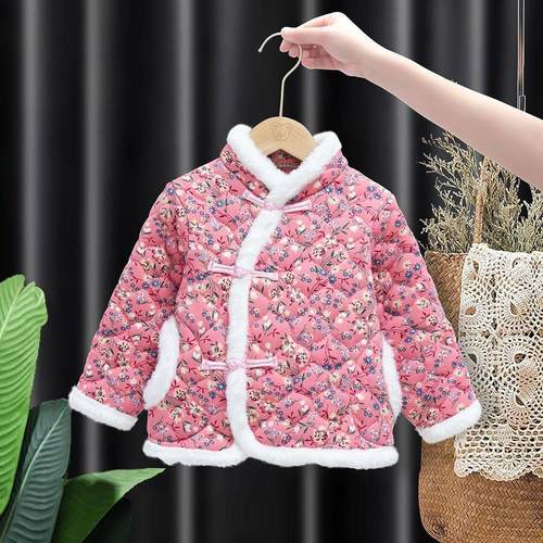 2025新款儿童花棉袄加厚通用秋冬