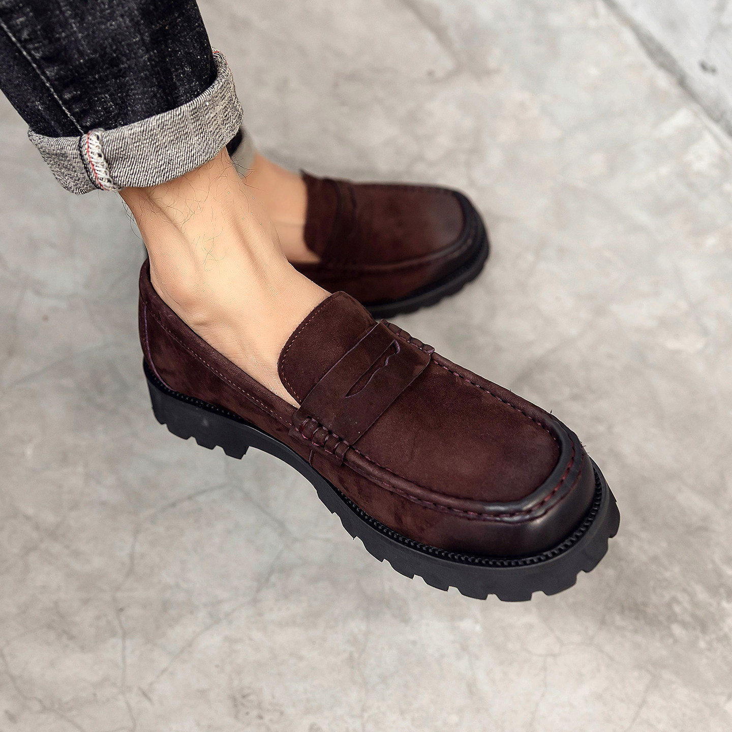 英伦男商务休闲一脚蹬潮透气懒人套脚真皮复古开车透气软底乐福鞋
