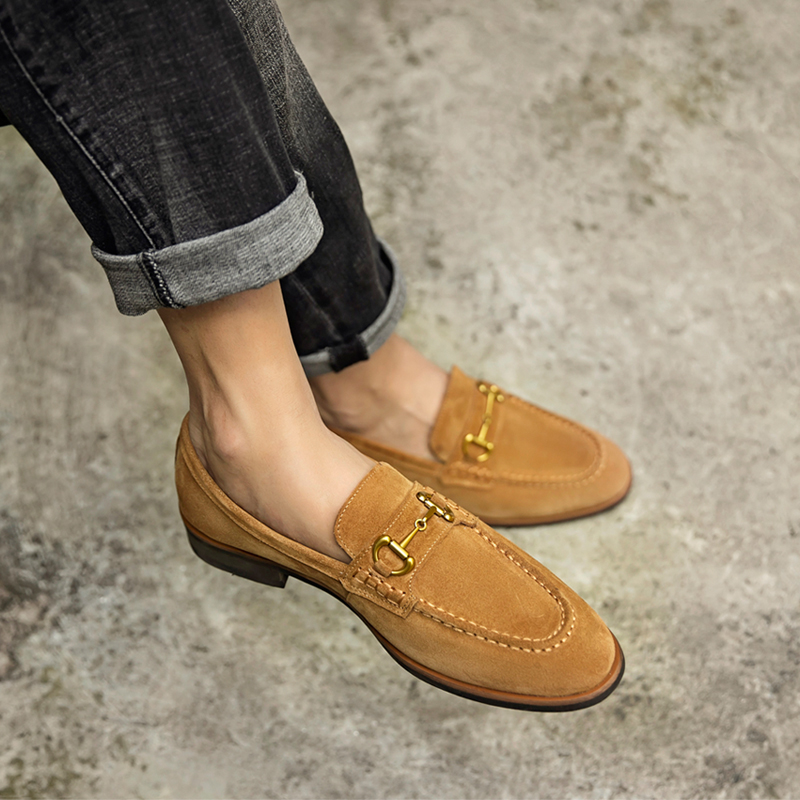英伦乐福鞋套脚皮鞋金属扣