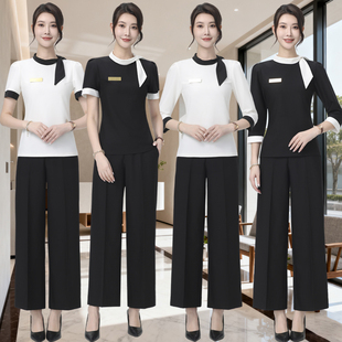 美容院店长工作服高端气质轻奢美容师时尚养生馆设计款阔腿裤套装