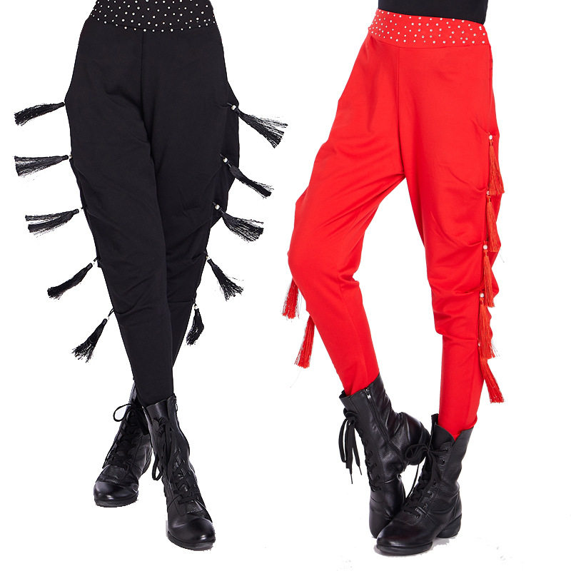 显瘦红色裤2019新款夏季广场舞全新跳舞裤子哈伦裤水兵舞裤子流苏|msdalam kategori Butik wanita / wanita, seluar, seluar santai - dari Buy2taobao.com untuk memberikan perkhidmatan ejen Taobao profesional membeli