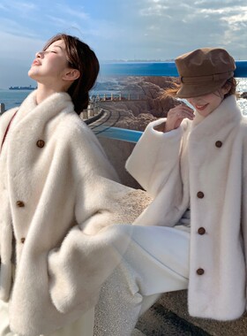 现货秋冬2025新款松弛感仿水貂毛外套高级感大衣2595-P215控328