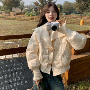 毛线拼接羽绒服2C098 2025年冬季 8965P225K368 现货 爆款