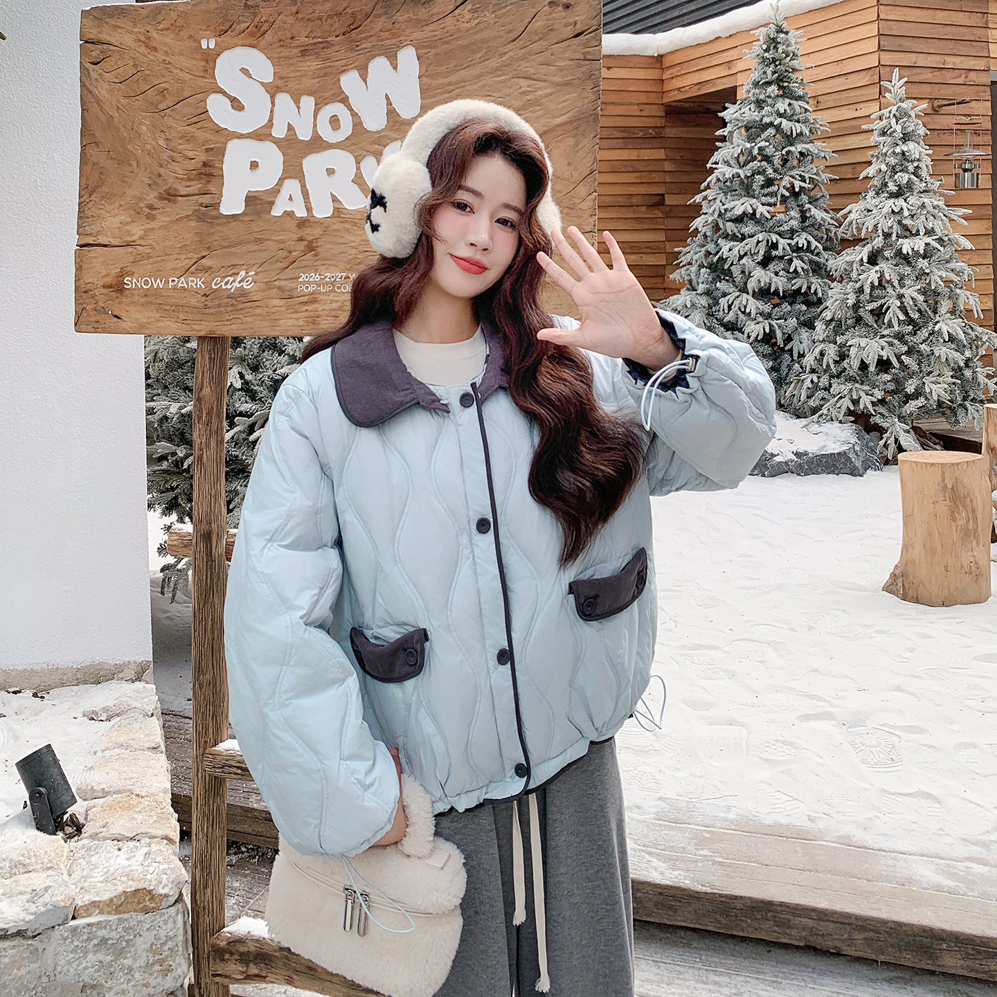 现货2D078-8114-P375K499  两面穿翻领羽绒服90绒