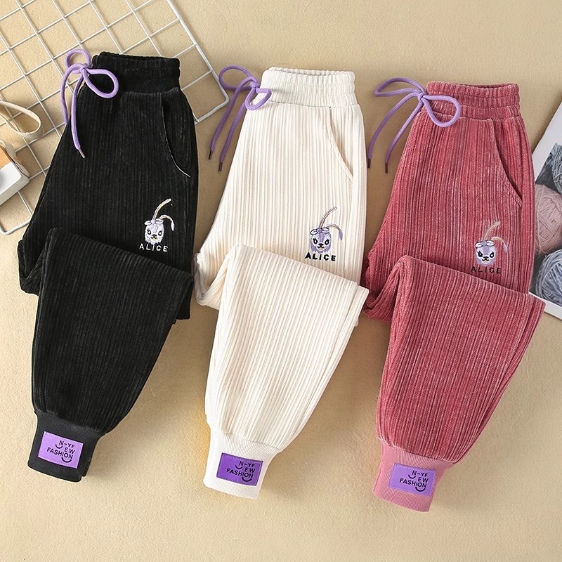 女童束脚裤秋款2025新款儿童长裤秋冬款加绒保暖女孩裤子