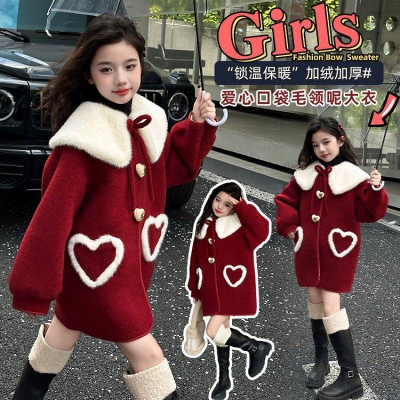 女童加绒外套秋冬款儿童冬季加厚红色毛呢子大衣女孩新年拜年衣服,童装/婴儿装/亲子装,普通外套,淘宝优惠券,粉丝福利购,淘宝优惠卷