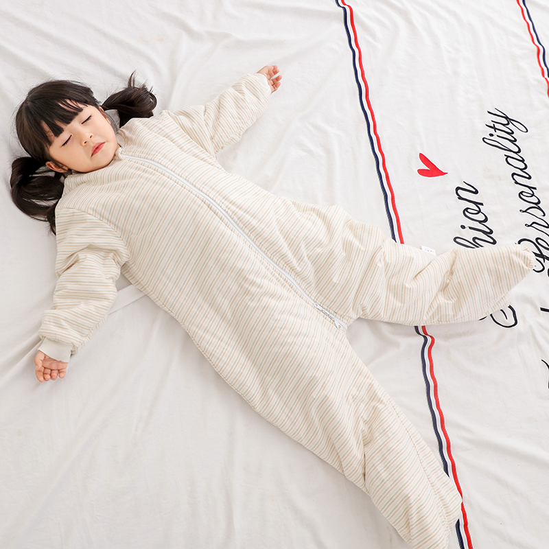 儿童连体睡衣防踢护肚夏宝宝女连裤衣春秋季婴冬夹纯棉花分腿睡袋