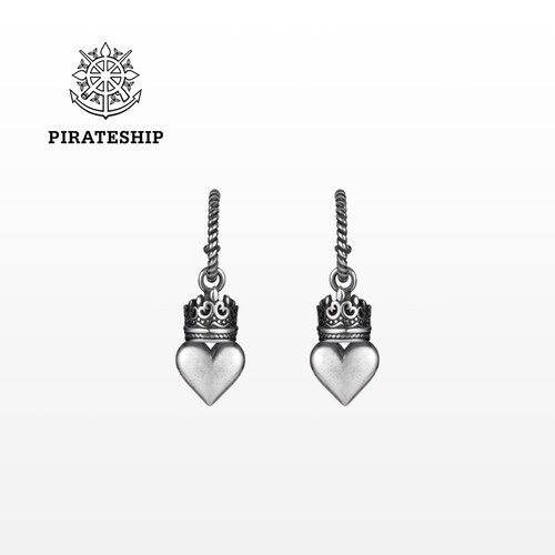 海盗船银饰冷淡风个性潮皇冠耳坠