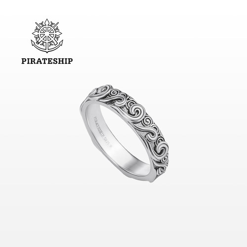 海盗船银饰祥云戒指女情侣对戒