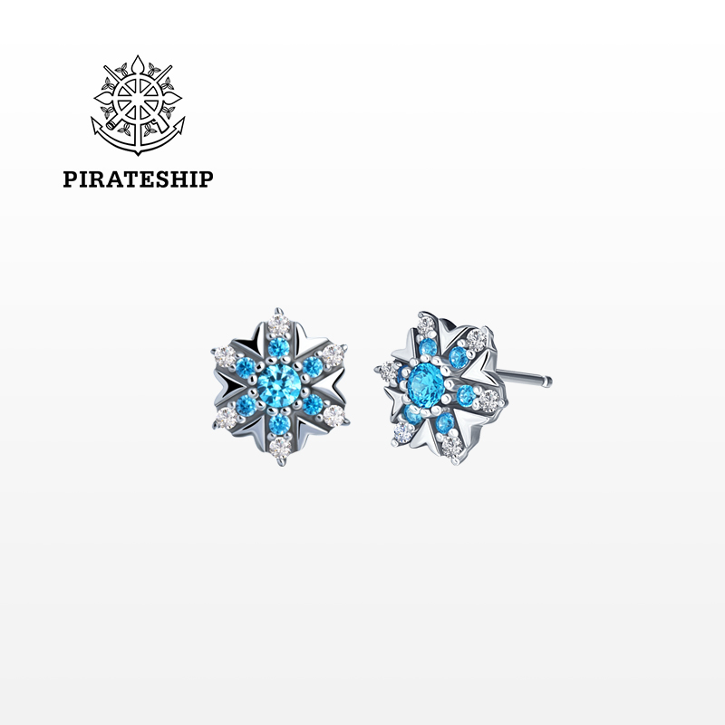 海盗船雪花小耳钉女简约小众耳环