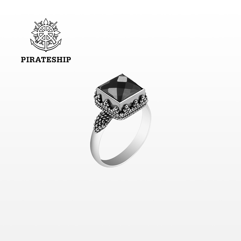 方形银饰海盗船复古女