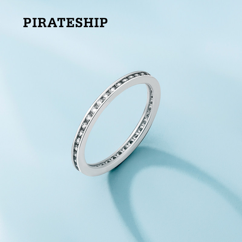 海盗船银饰925银简约指环日韩情侣戒指女男礼物情侣时尚对戒食指