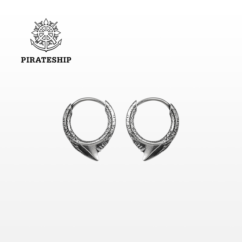 海盗船鲨鱼牙耳圈女复古小众设计