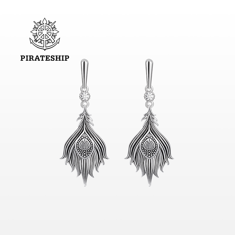 海盗船银饰新款凤凰女925银耳钉