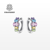 海盗船银饰五彩耳环女轻奢高级感气质秋冬2023新款 气质甜美风耳饰