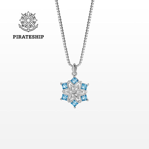 海盗船雪花项链女简约小众银吊坠