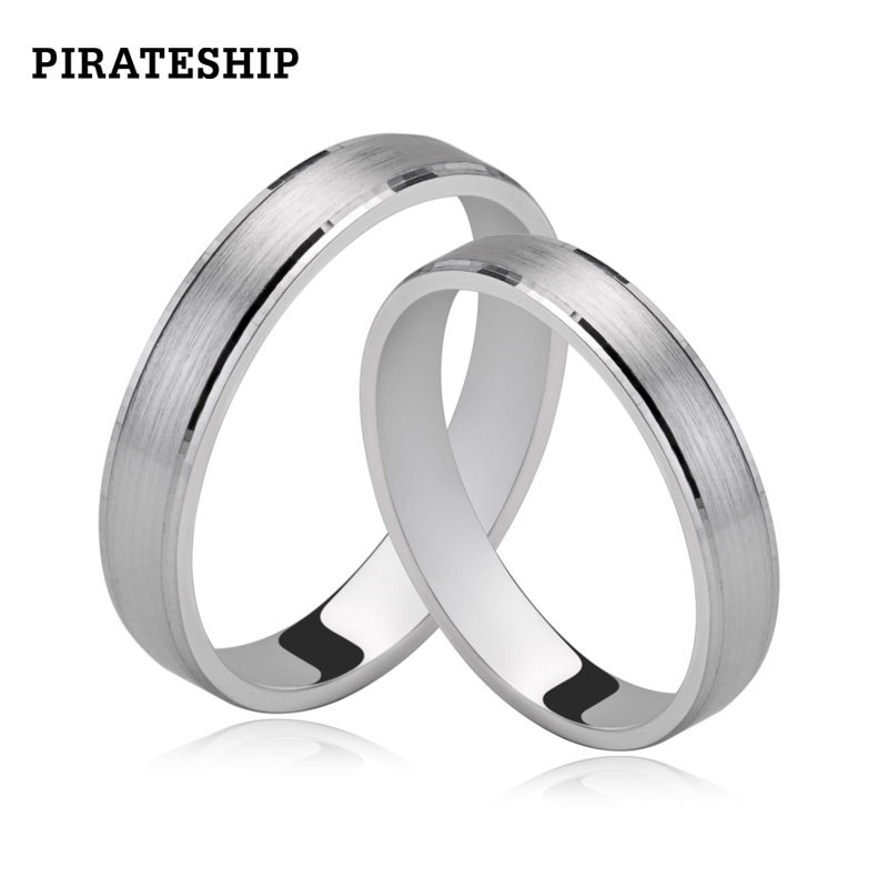 海盗船饰品 刻字 拉丝亮边情侣戒指 宽 男女情人节礼物 925银对戒