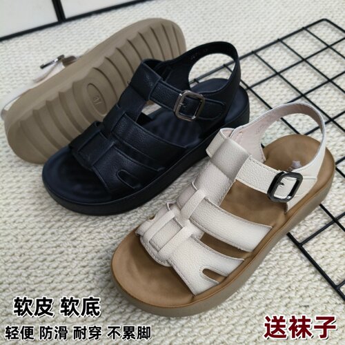 夏季女款防滑魔术贴沙滩罗马凉鞋