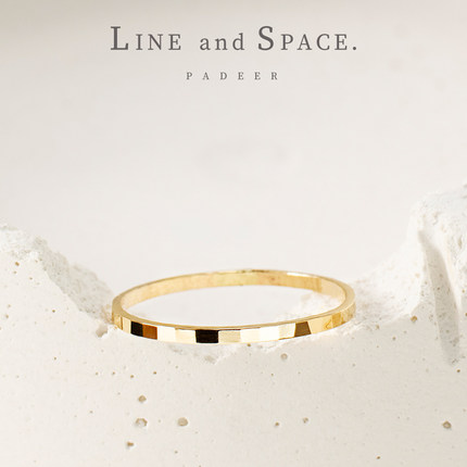 14K包金格子切面 金色尾戒指环 闺蜜女关节戒指细 欧美原创手工