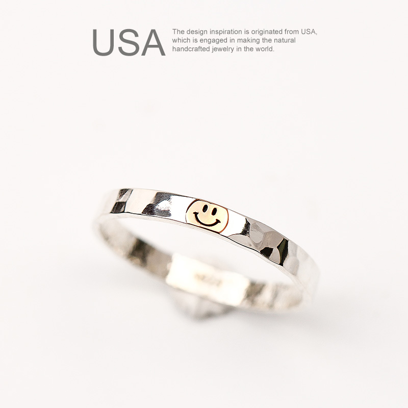 925纯银天使微笑脸戒指女 网红ins戒指女冷淡风食指 简约尾戒小指