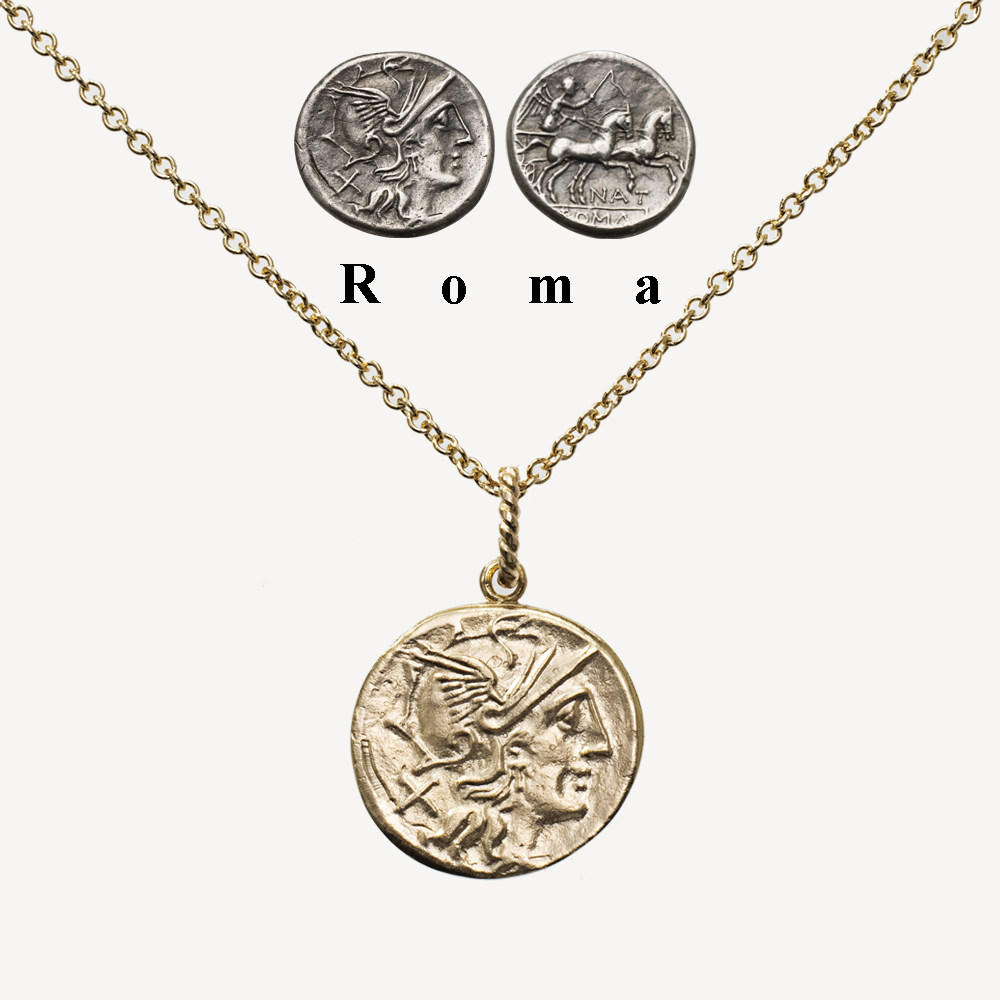 【古法打制币】罗马女神 胜利女神 14K包金币项链女 复古硬币吊坠