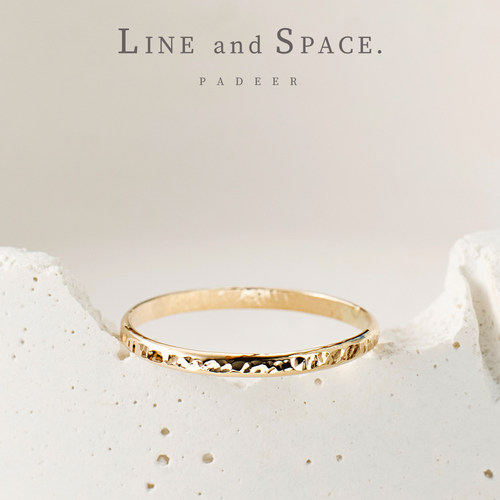 14K包金锤面1.6mm金色尾戒指环