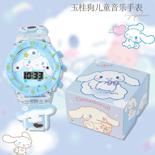 玉桂狗儿童音乐电子手表炫彩灯光