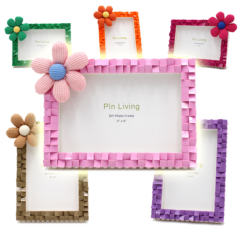 拼忆新款纯色积木花DIY相框摆台简单手工创意制作儿童活动礼品