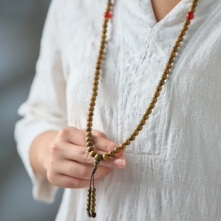 绿檀木质手串108颗佛珠6mm8mm转运珠男女士圆珠手链文玩念珠记数