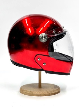 中国红箔veldt复古碳纤维摩托车头盔女电动车全盔